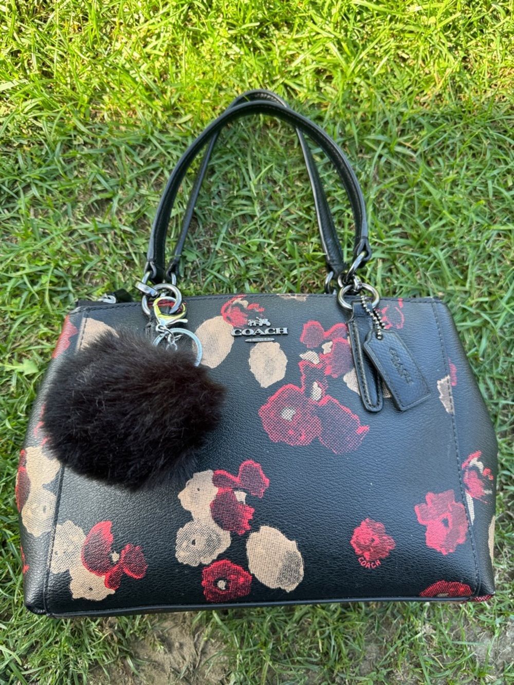 Coach Mini Christine Carryall Floral Print Leather bag